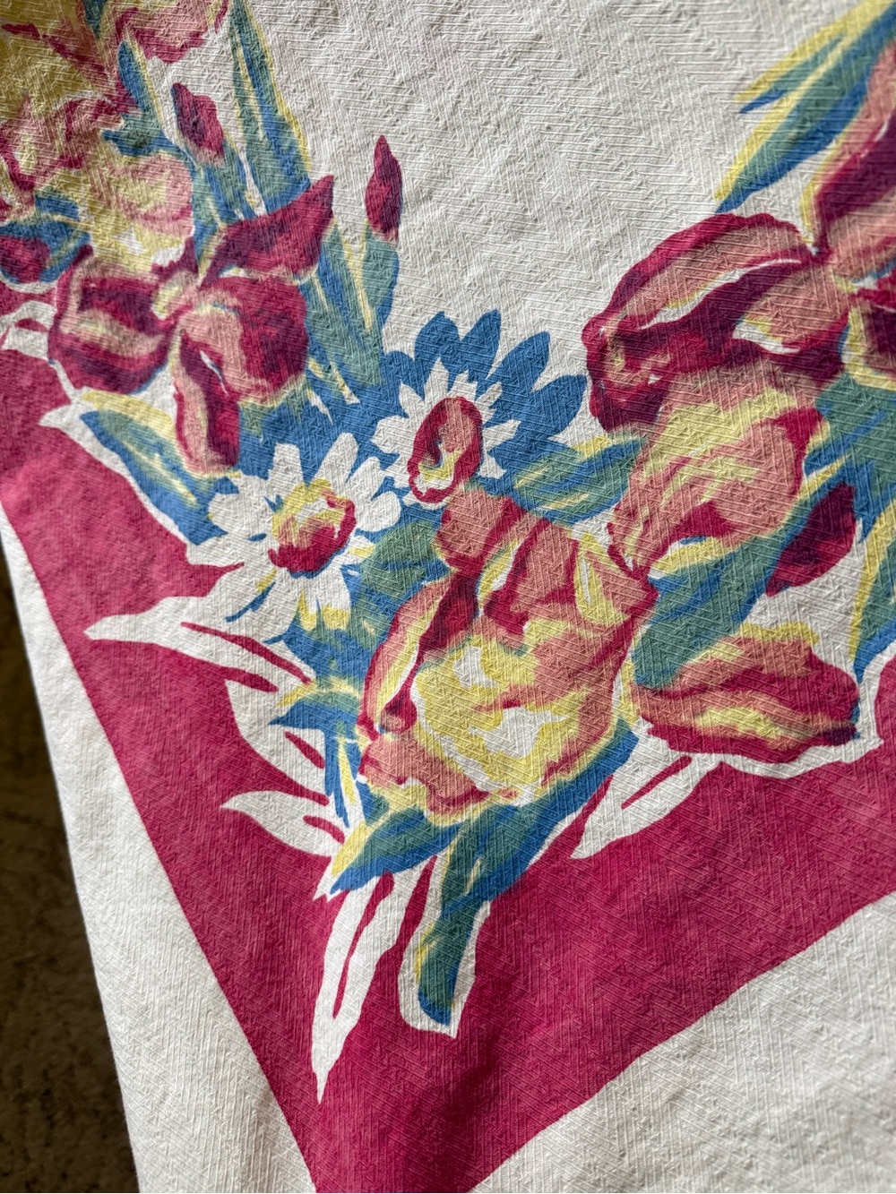Vintage Mid Century Printed Cotton Tablecloth Pedigree Tag 1950's - Picture 6 of 11